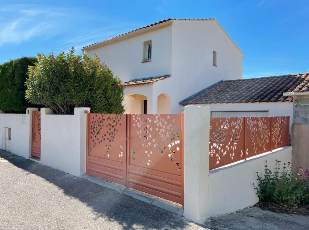 Portail de jardin brise-vue en aluminium, roseau à 2 battants avec